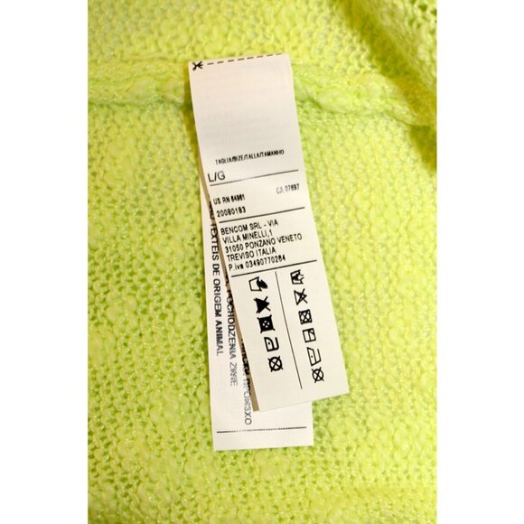 BENETTON Lime Knit Popcorn Cardigan, Off-Shoulder 2010s Y2K Revival - Picture 7 of 11